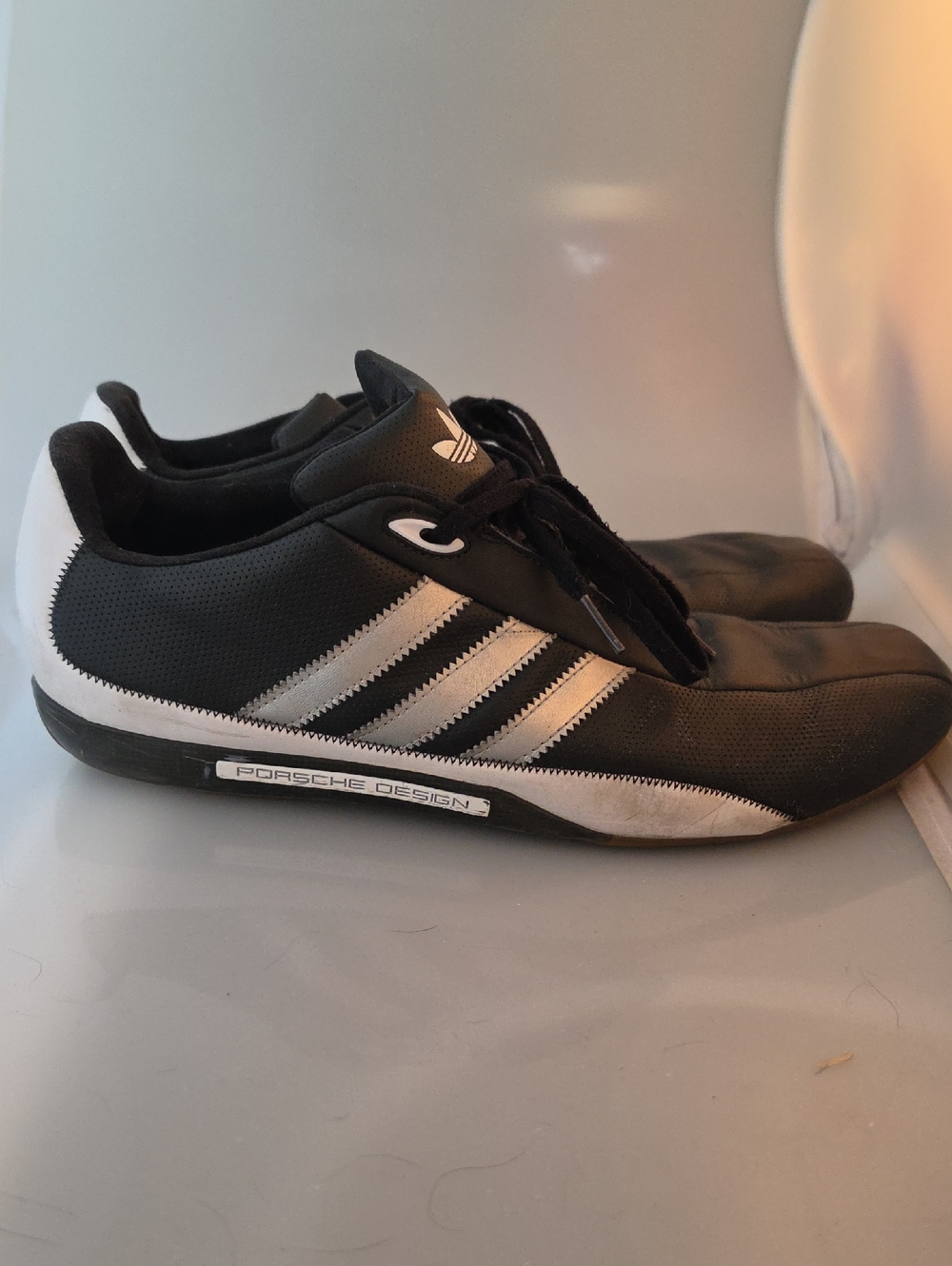 adidas Porsche Black Low-Top Sneakers with White Label Detail